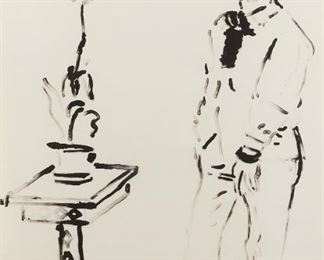 Lot 184: David Hockney "Celia Musing" Lithograph