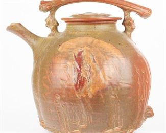 LOT 212: MONUMENTAL STUDIO POTTERY CERAMIC TEAPOT