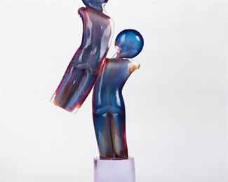 LOT 237: DINO ROSIN MURANO ITALIAN GLASS SCULPTURE "TWINS"