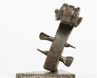 LOT 239: L. COOPER VIOLIN SCROLL HAND WROUGHT IRON METAL SCULPTURE