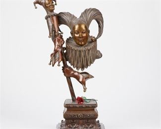 LOT 246: BILL TOMA "ENCORE DREAMS" BRONZE JESTER SCULPTURE