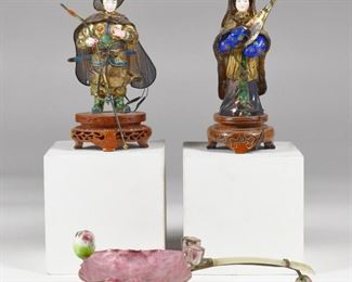 LOT 266: GRP: 3 20TH C. CHINESE ENAMEL & JADE OBJECTS