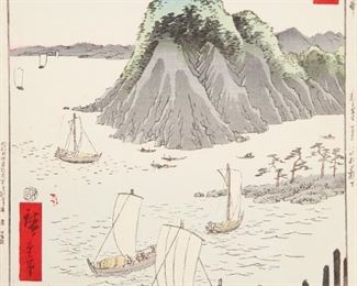 LOT 314: UTAGAWA HIROSHIGE "MAISAKA - TOKAIDO" WOODBLOCK PRINT