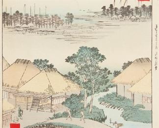 LOT 321: UTAGAWA HIROSHIGE "YOKKAICHI - TOKAIDO" WOODBLOCK PRINT