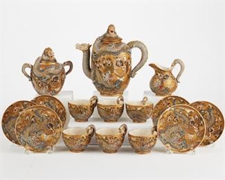 LOT 347: JAPANESE MEIJI SATSUMA DRAGON TEA SET