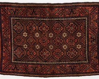 LOT 365: BALUCH WOOL RUG CA. 1910-1920
