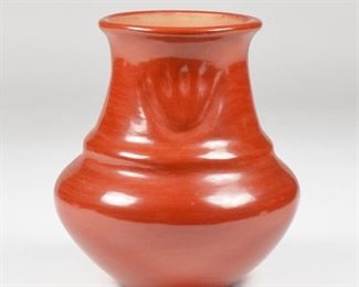 LOT 396: MARGARET TAFOYA PUEBLO REDWARE POTTERY JAR