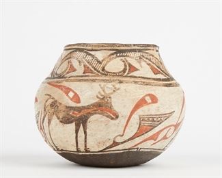 LOT 399: EARLY ZUNI PUEBLO CHILD'S OLLA POTTERY WATER JAR