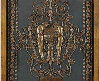 LOT 412: LATE 19TH C. FINANCIAL PORTFOLIO BOOK COVER - GILT BRONZE
