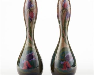 LOT 422: ZUID HOLLAND GOUDA POTTERY DUTCH ART NOUVEAU FLORAL VASES