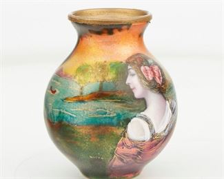 LOT 436: BORVAL ENAMELWARE METAL VASE