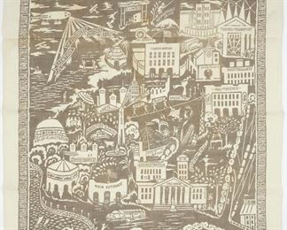 LOT 443: 1933 CHICAGO WORLD'S FAIR SILKSCREEN CARD TABLE CLOTH