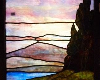 LOT 445: WITTE BROTHERS ARTS AND CRAFTS STAINED GLASS WINDOW