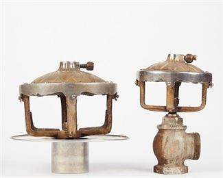 LOT 450: PAIR OF PRAIRIE SCHOOL METAL BOILER STEAM RELEASES