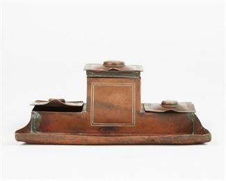 LOT 463: BURTON HAND WROUGHT COPPER DESK ORGANIZER