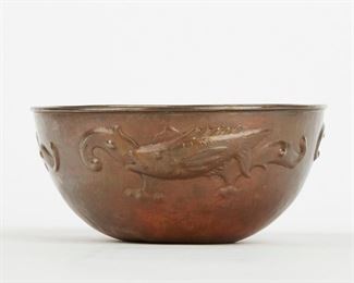 LOT 466: NEWLYN SCHOOL ENGLISH ARTS & CRAFTS COPPER BOWL - MARKED