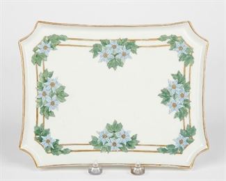 LOT 486: FLORENCE HUBBARD CHICAGO ARTS + CRAFTS FRENCH PORCELAIN TRAY