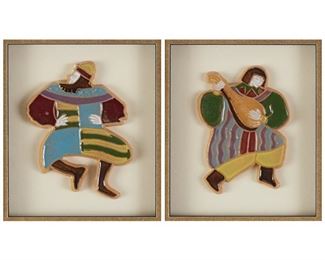 LOT 501: HARRIS STRONG PAIR OF MIDCENTURY MODERN DECORATIVE TILES - SIGNED