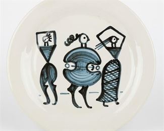 LOT 502: MARY ALICE HADLEY DANCERS 1957 POTTERY CHARGER PLATE