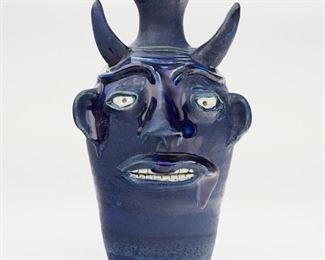 LOT 505: RANDY TOBIAS CONTEMPORARY NORTH CAROLINA FOLK ART DEVIL FACE JUG