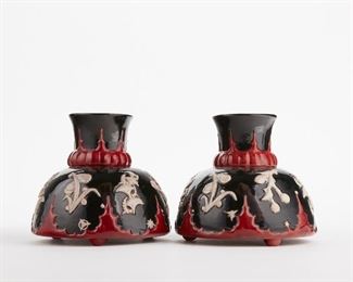 LOT 512: PAIR OF KARAU WERKSTATTE AUSTRIAN ART DECO VASES