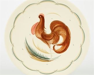 LOT 514: CROWN WORKS SUSIE COOPER ROOSTER POTTERY WALL PLAQUE DISH