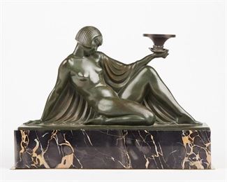 LOT 524: RAYMONDE GUERBE FRENCH BRONZE NUDE LAMP