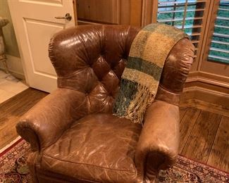 1 of 2 Leather library chair $450 with ottoman