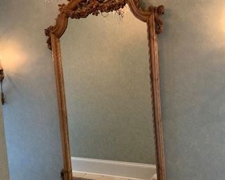 Large 19th C French carved pine mirror                                        79 inches tall 45 inches wide      $950