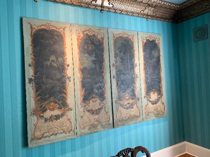 French hand painted wall panels $2200 each set of 2 