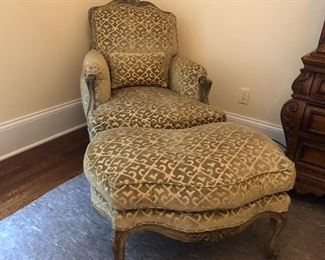 Gorgeous French bergere with ottoman $499
