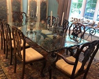 set of 8 Ball and Claw Chippendale dining chairs - 40.5 to back, 19 in tall to seat, 15.5 deep seat, $ 1200.00