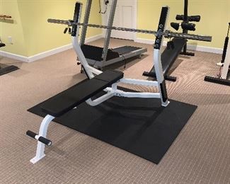 Cybex Flat Bench Press: 5 ft 9 in x 4ft wide x 4ft tall $800. Mats sold separately 