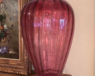 Venetian Glass Vase: 2.5ft tall x 1.5ft wide. $125