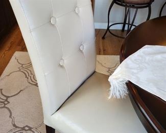 white leather chair set