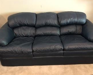 Navy leather sofa