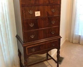 11. Unique and small secretary in fantastic shape. No issues and beautiful wood grain. 28”W x 28”D x 57”H $395