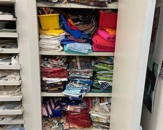 Just discovered!! Closet filled with new quilting fabrics. Locate on the lower level near the studio.