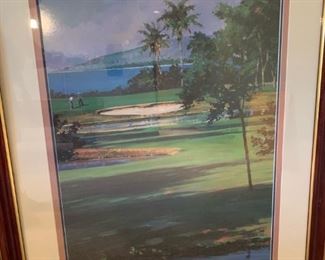 ETHAN ALLEN Framed Golf Scene Print