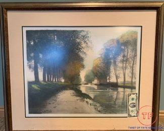 Signed Etching "BURGONDY CANAL" by HENRI JOURDAIN