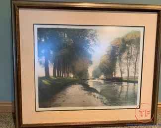 Signed Etching "BURGONDY CANAL" by HENRI JOURDAIN