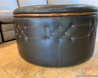 Uttermost Brunner Sable Brown Round Storage Ottoman