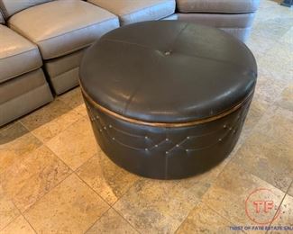 Uttermost Brunner Sable Brown Round Storage Ottoman