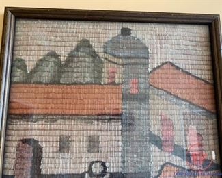 Framed Mexican Weaved Rug Art