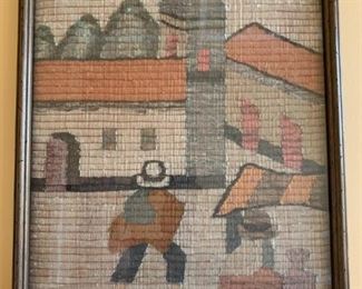 Framed Mexican Weaved Rug Art