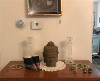 Stone Buddah, Lotus shoes, jade figure, crystal 