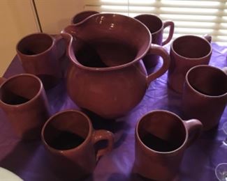 Bybee pottery pitcher and mugs 