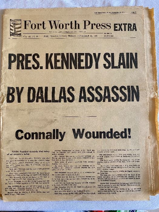 Kennedy shot Fort Worth Press -collectible newspaper 