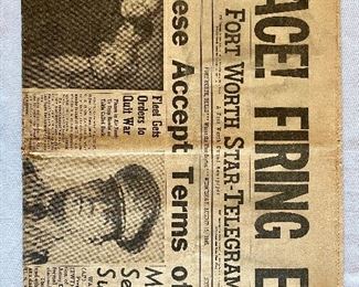 End of World War II Fort Worth Star Telegram. 