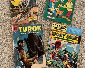 Vintage comics - The Unseen, Moby Dick, Woody woodpecker, and Turok